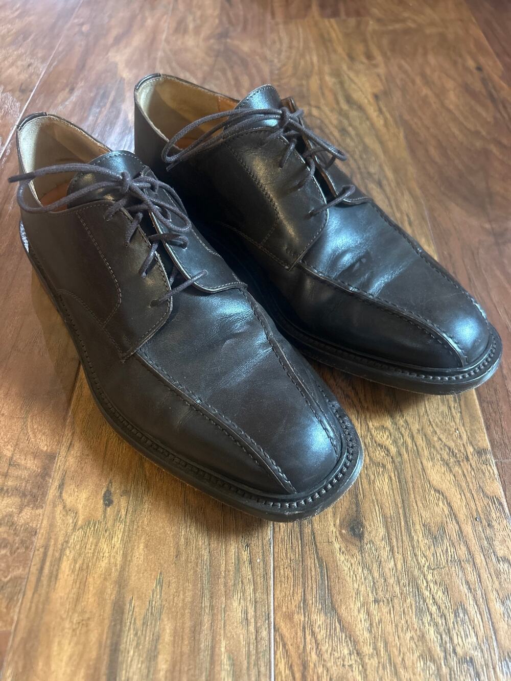Men's CANALI Oxford Espresso Brown Derby Shoe Leather Size 10 Lace Up Italy